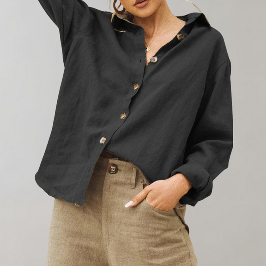 Blouse femme – Coupe ample – Boutonnage devant – Manches longues – Tissu respirant