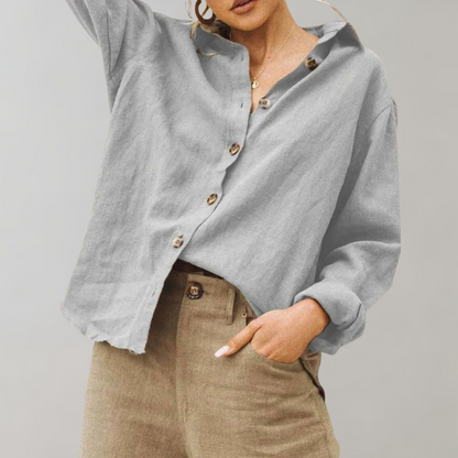 Blouse femme – Coupe ample – Boutonnage devant – Manches longues – Tissu respirant