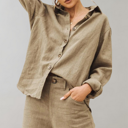 Blouse femme – Coupe ample – Boutonnage devant – Manches longues – Tissu respirant
