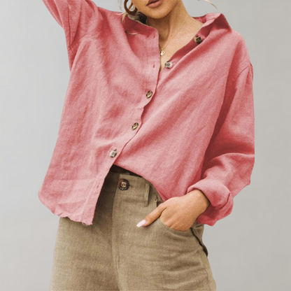 Blouse femme – Coupe ample – Boutonnage devant – Manches longues – Tissu respirant