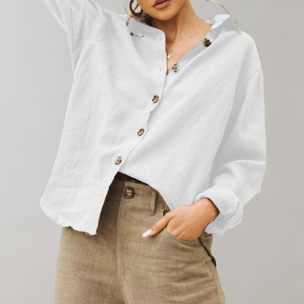 Blouse femme – Coupe ample – Boutonnage devant – Manches longues – Tissu respirant
