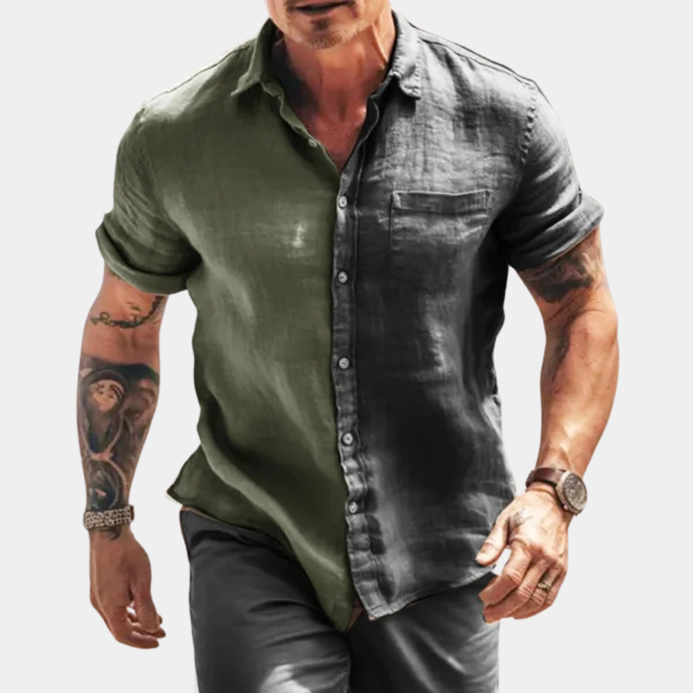 Chemise homme manches courtes – Coupe décontractée – Tissu respirant – Boutonnée