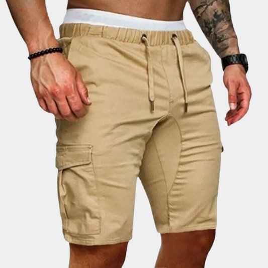 Short cargo homme – Coupe décontractée – Taille élastique – Tissu respirant – Poches fonctionnelles