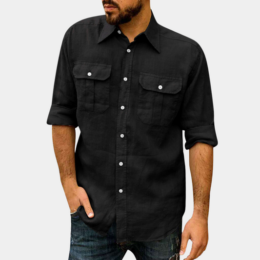Chemise homme – Coupe régulière – Manches longues – Poches à rabat boutonnées