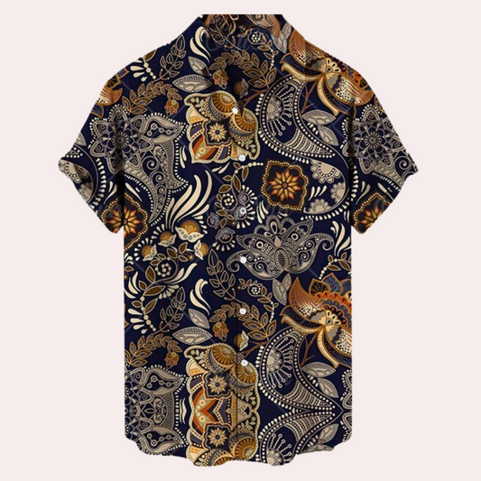 Chemise homme manches courtes – Coupe décontractée – Tissu respirant – Imprimé floral paisley