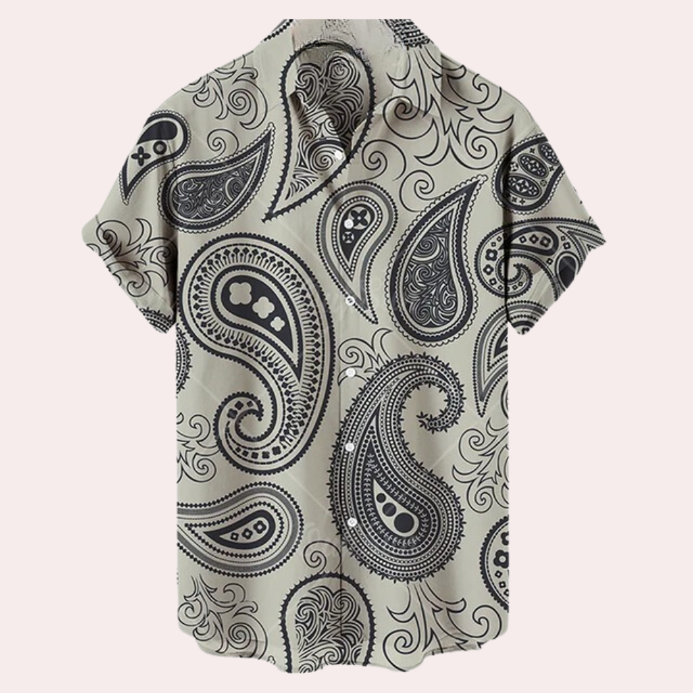 Chemise homme manches courtes – Coupe décontractée – Tissu respirant – Imprimé floral paisley