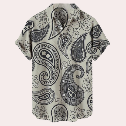Chemise homme manches courtes – Coupe décontractée – Tissu respirant – Imprimé floral paisley