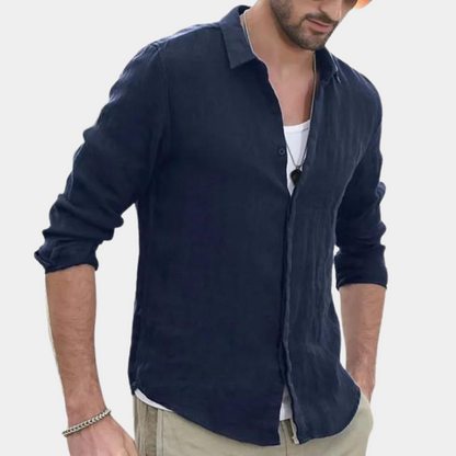 Chemise homme – Coupe décontractée – Tissu respirant – Manches longues – Col classique
