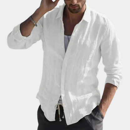 Chemise homme – Coupe décontractée – Tissu respirant – Manches longues – Col classique