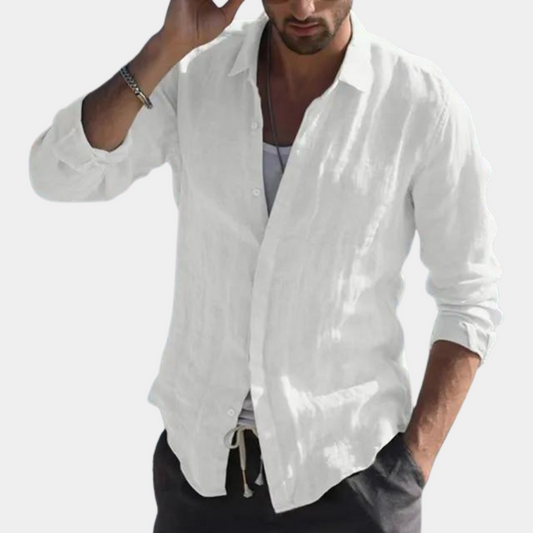 Chemise homme – Coupe décontractée – Tissu respirant – Manches longues – Col classique