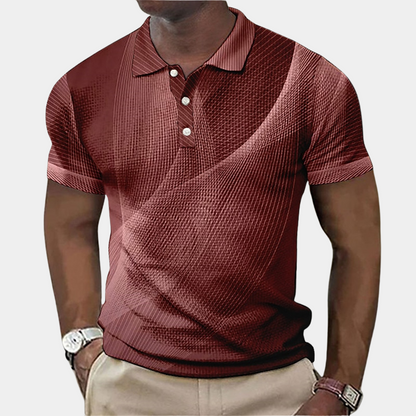 Polo homme – Coupe ajustée – Maille douce – Imprimé géométrique – Col côtelé