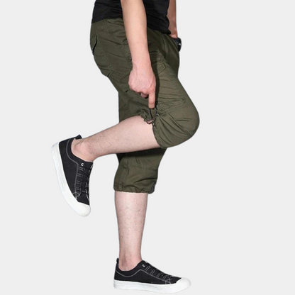 Pantalon cargo homme – Coupe décontractée – Longueur trois-quarts – Tissu respirant – Multi-poches utilitaires