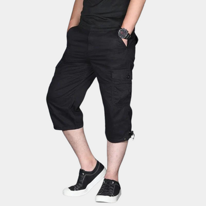 Pantalon cargo homme – Coupe décontractée – Longueur trois-quarts – Tissu respirant – Multi-poches utilitaires