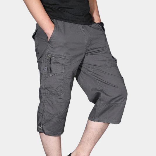 Pantalon cargo homme – Coupe décontractée – Longueur trois-quarts – Tissu respirant – Multi-poches utilitaires