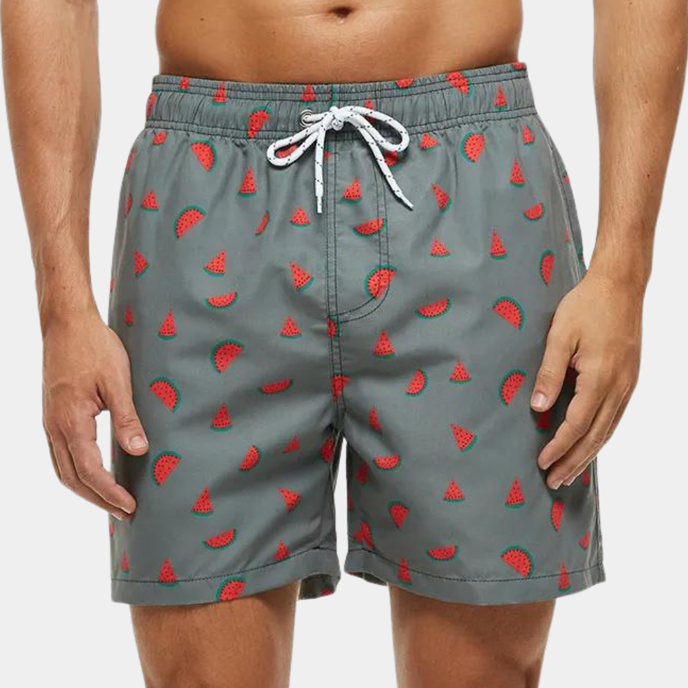 Short Homme – Coupe Décontractée – Taille Élastique – Cordon – Imprimé – Tissu Respirant