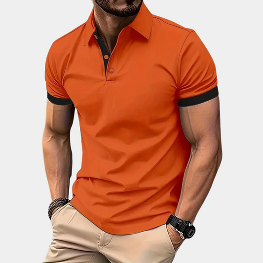 Polo homme – Coupe ajustée – Maille douce – Manches courtes – Finition contrastée