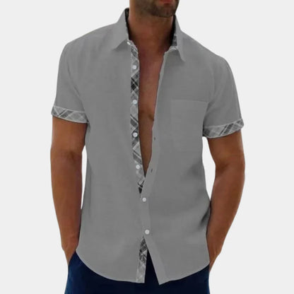 Chemise homme manches courtes – coupe décontractée – coton – col classique