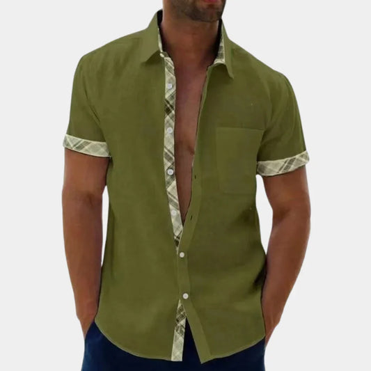 Chemise homme manches courtes – coupe décontractée – coton – col classique