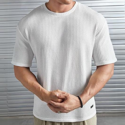 Chemise homme décontractée – Maille texturée – Coupe ample – Manches courtes