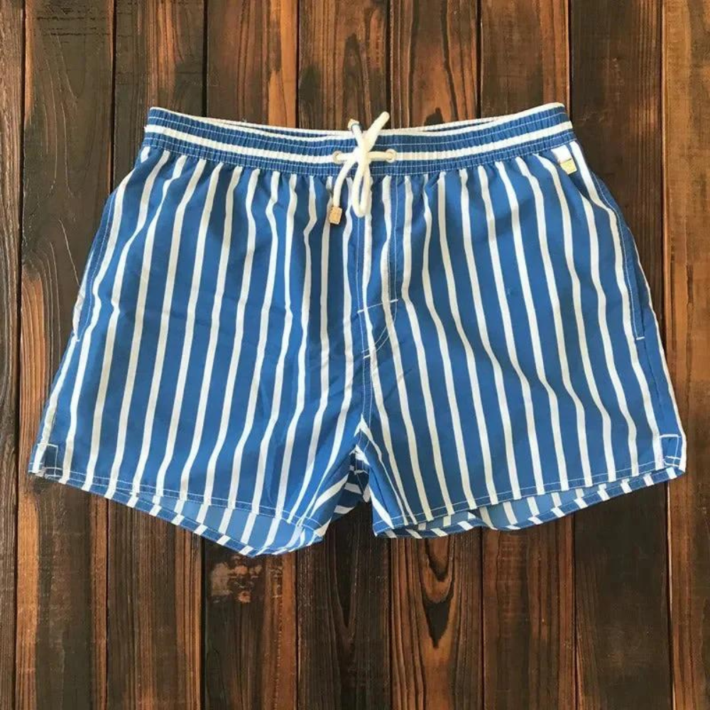 Short de bain homme – Coupe décontractée – Séchage rapide – Tissu respirant – Rayures verticales