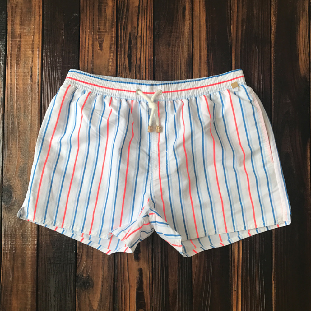 Short de bain homme – Coupe décontractée – Séchage rapide – Tissu respirant – Rayures verticales
