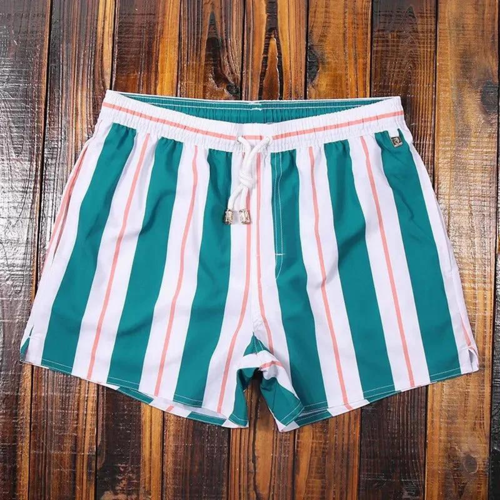 Short de bain homme – Coupe décontractée – Séchage rapide – Tissu respirant – Rayures verticales