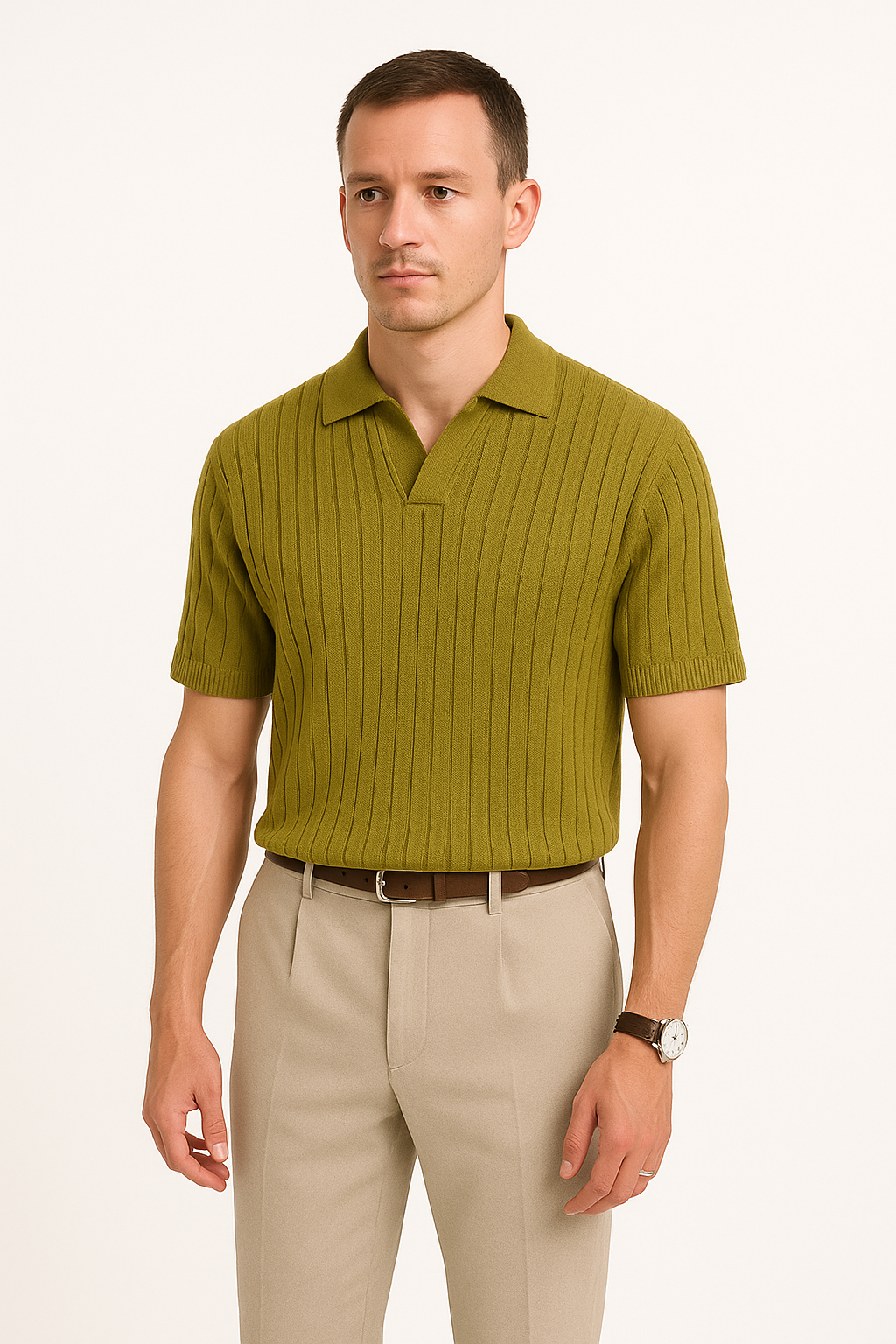 Polo homme – Coupe standard – Maille côtelée – Manches courtes confort respirant
