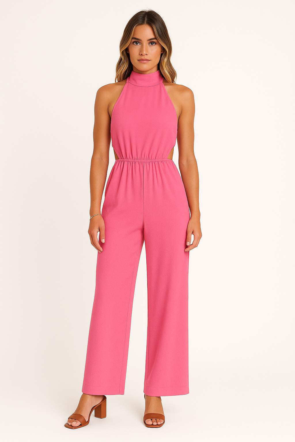 Combinaison femme – Coupe ample – Dos nu – Jambe large – Détails ajourés
