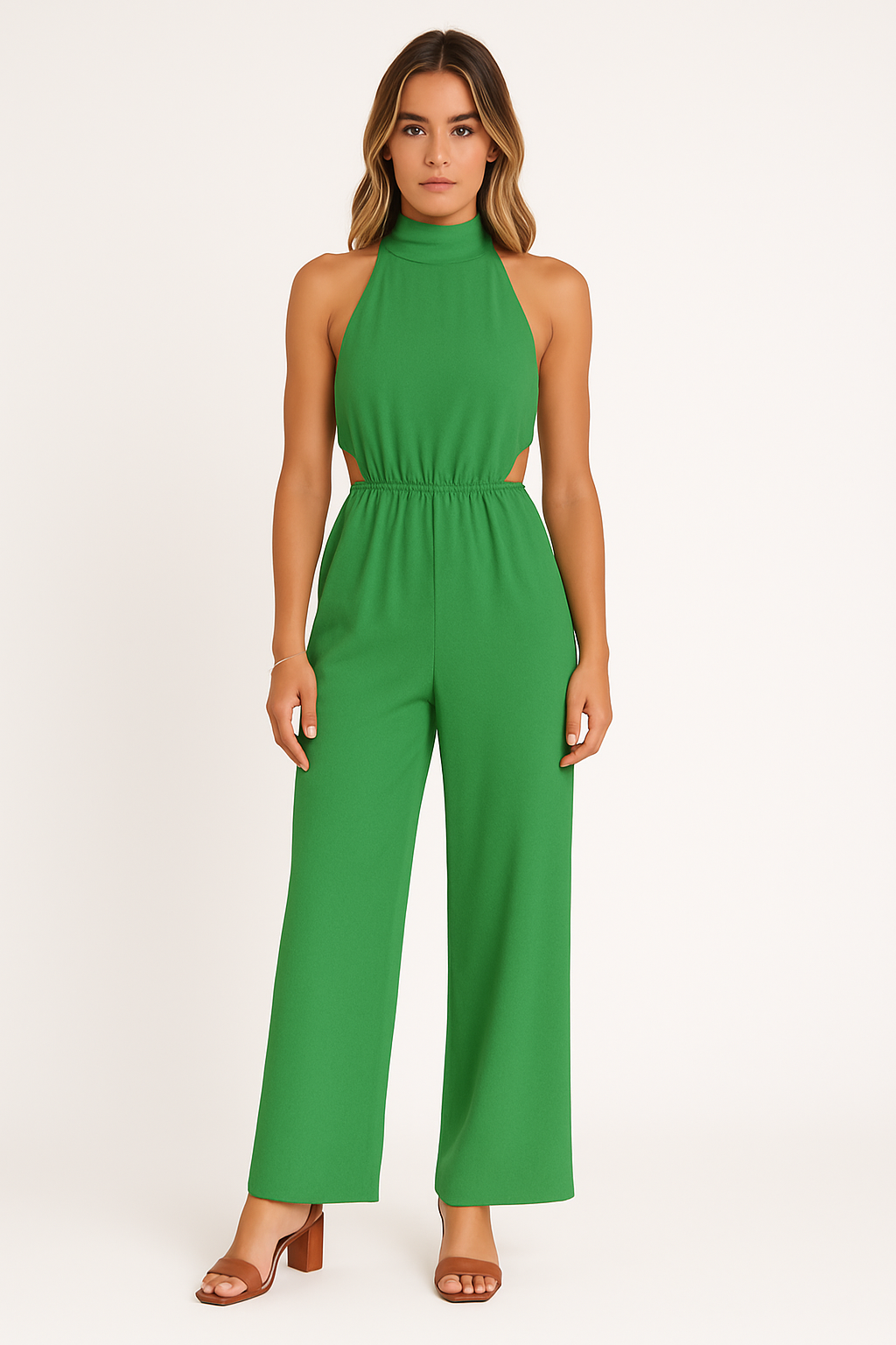 Combinaison femme – Coupe ample – Dos nu – Jambe large – Détails ajourés