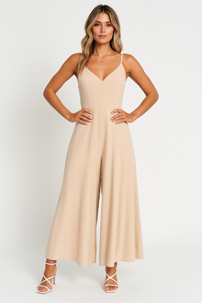 Combinaison Femme – Tissu Fluide – Bretelles Fines – Jambes Larges – Taille Cintrée