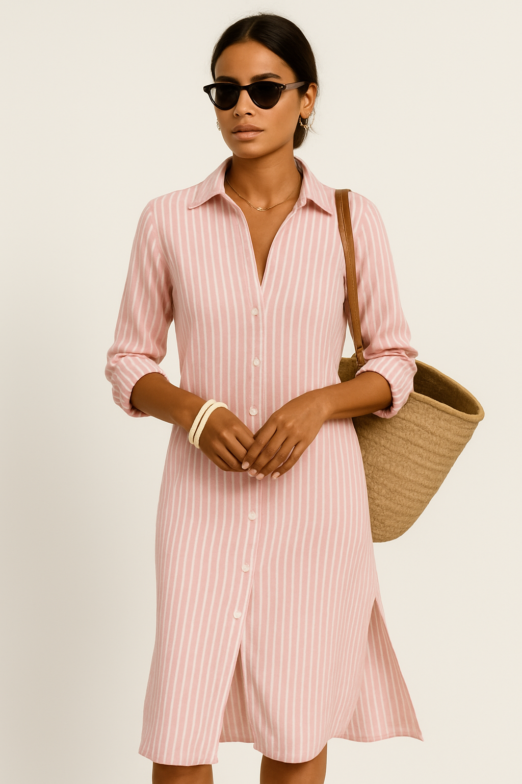 Robe Chemise Femme – Coupe Décontractée – Boutonnée – Manches Longues – Fibre Respirable