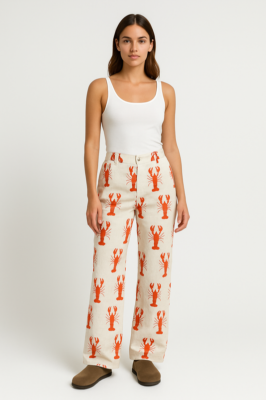 Pantalon femme décontracté – Coupe droite – Imprimé audacieux – Tissu respirant