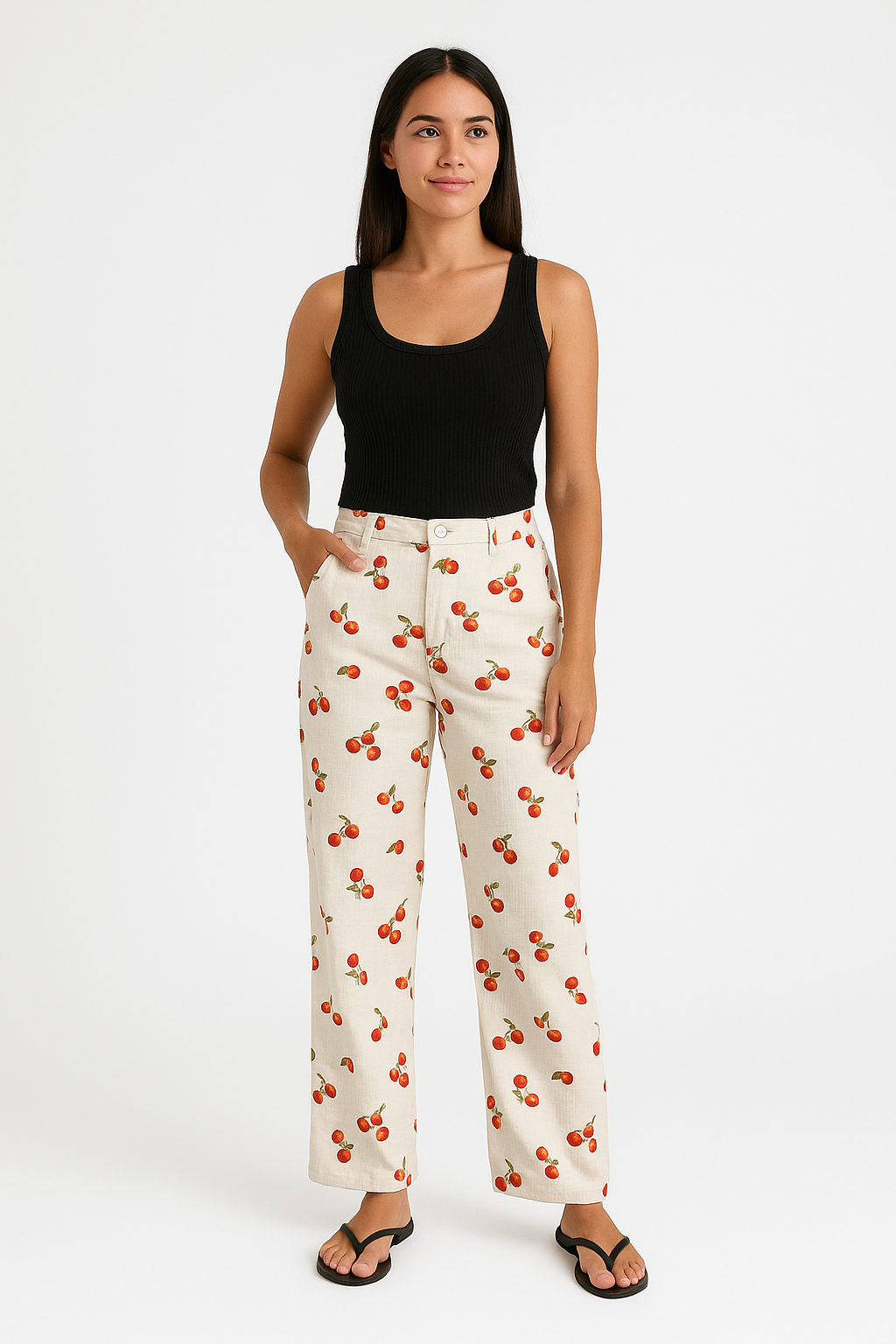 Pantalon femme décontracté – Coupe droite – Imprimé audacieux – Tissu respirant