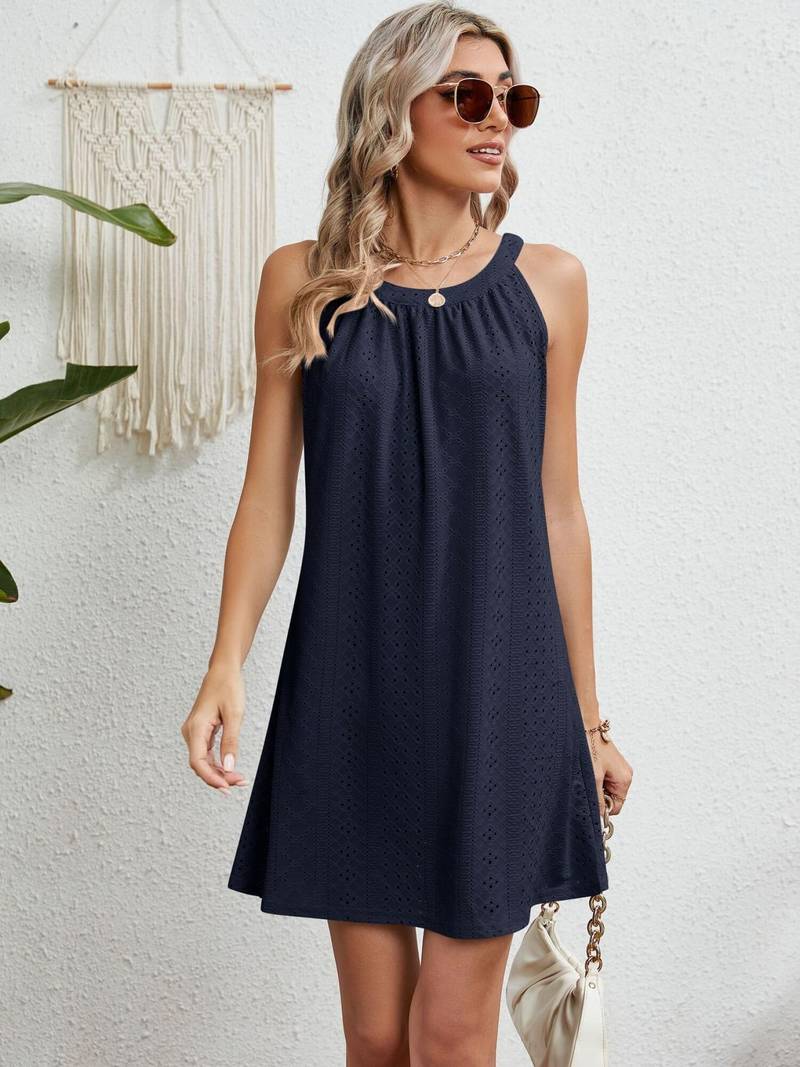 Robe de plage femme – Bustier – Coupe évasée – Tissu ajouré – Mélange respirant