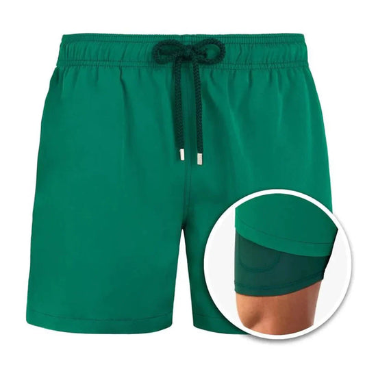 Short de bain homme – Coupe décontractée – Séchage rapide – Taille élastique avec cordon – Doublure intégrée