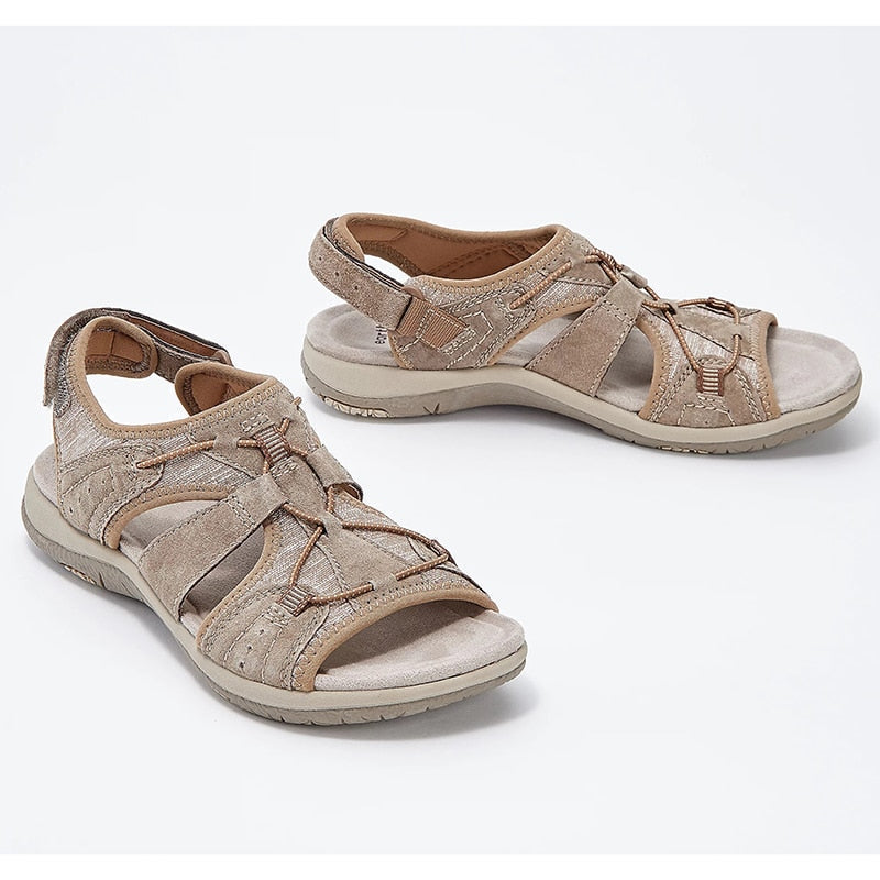 Sandales femme – Bout ouvert – Semelle confort – Bride réglable – Tissu respirant