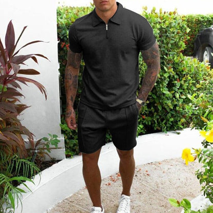 Ensemble polo et short homme – Coupe régulière – Col zippé