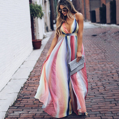 Robe longue femme – Sans manches – Décolleté en V – Coupe fluide – Tissu respirant