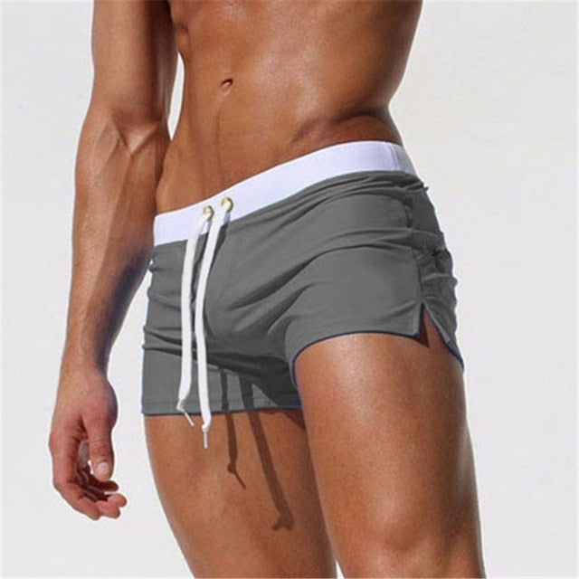Maillot de bain homme – Coupe slim – Tissu séchage rapide – Taille ajustable – Fente latérale