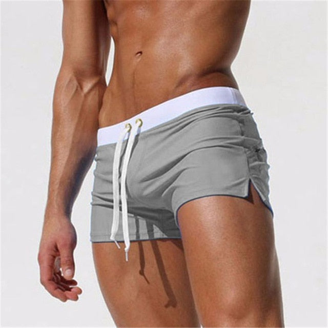 Maillot de bain homme – Coupe slim – Tissu séchage rapide – Taille ajustable – Fente latérale
