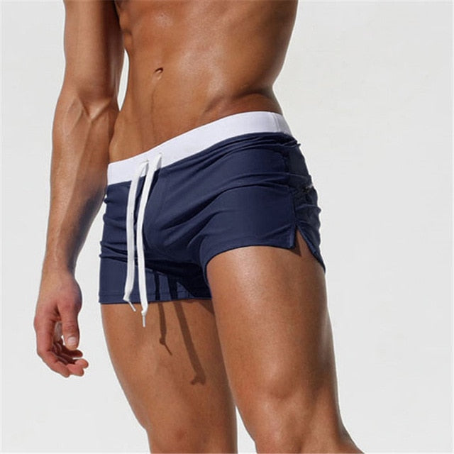 Maillot de bain homme – Coupe slim – Tissu séchage rapide – Taille ajustable – Fente latérale