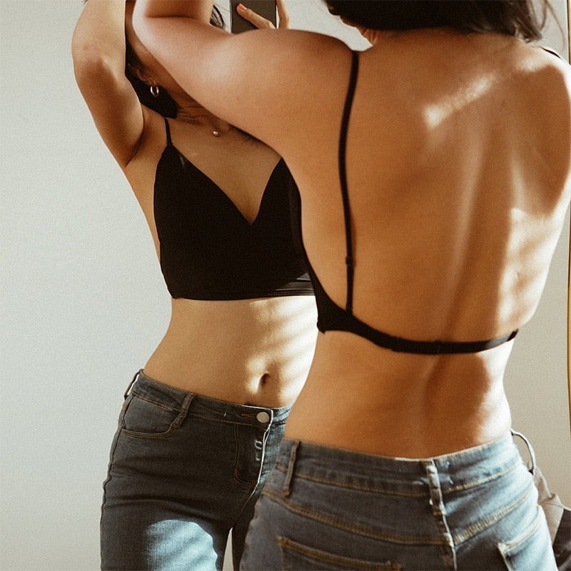 Brassière femme – Maintien léger – Décolleté en V – Bretelles réglables – Sans coutures