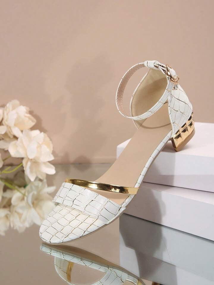 Sandales femme – Talon bloc bas – Bout ouvert – Bride cheville élégante