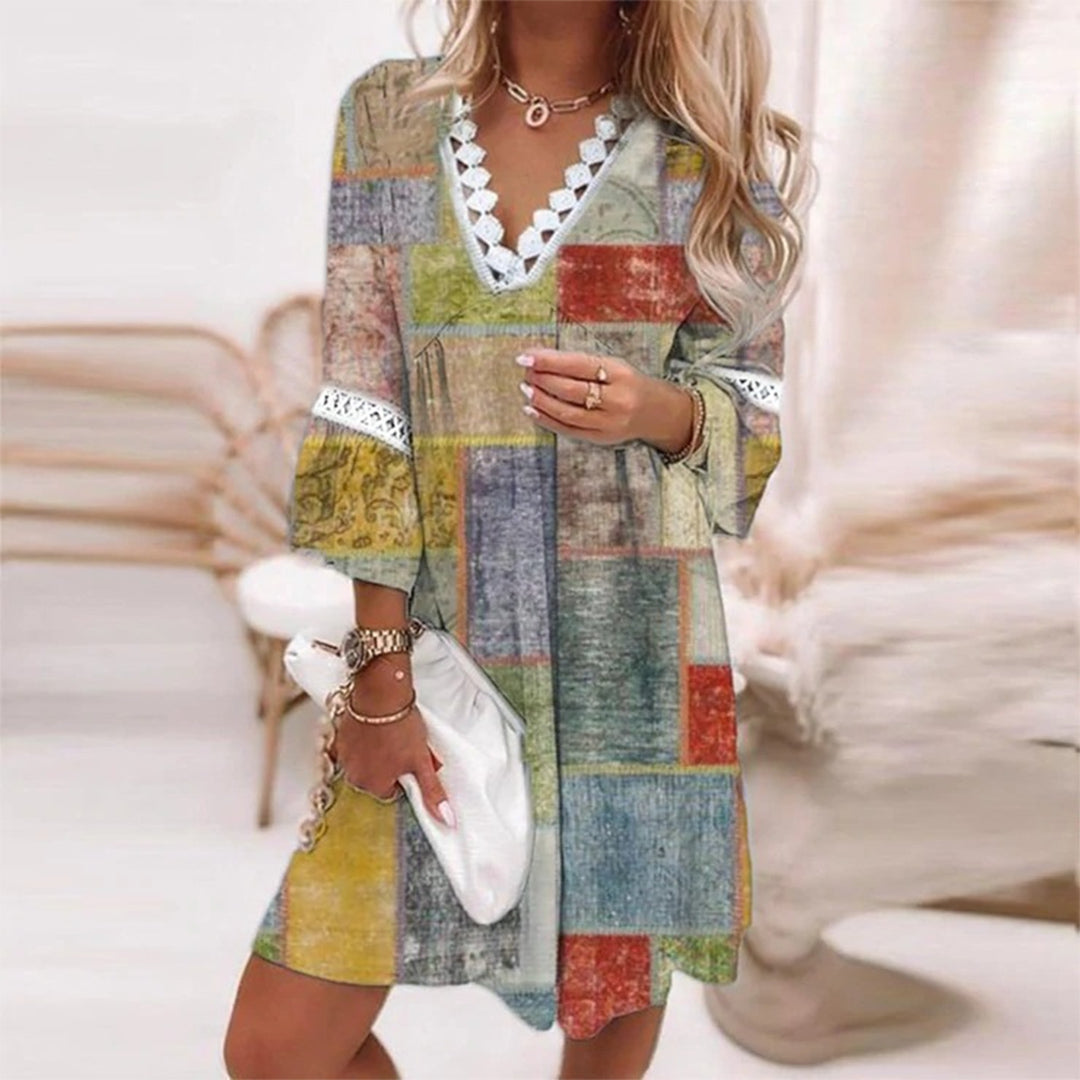 Robe femme – Coupe décontractée – Fibres naturelles respirantes – Style bohème dentelle