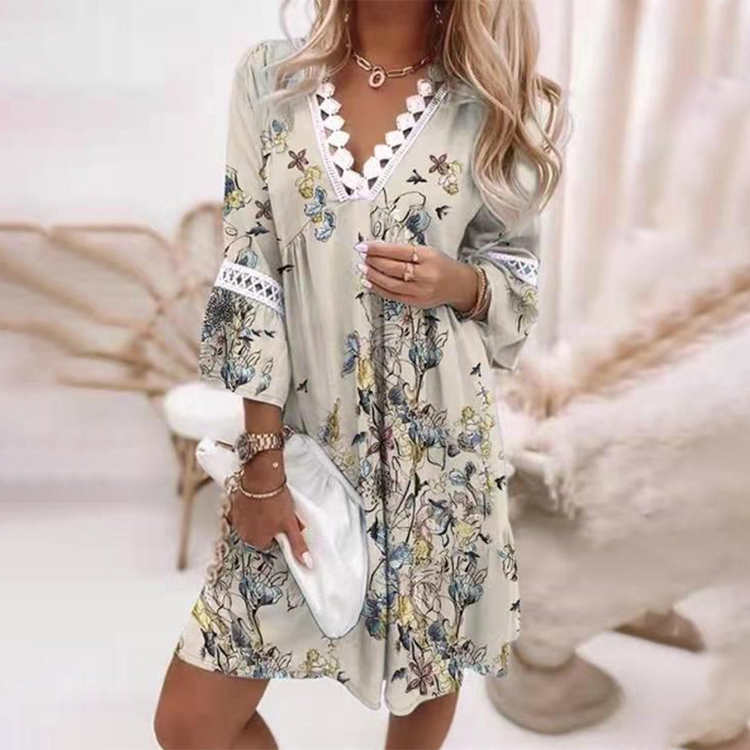 Robe femme – Coupe décontractée – Fibres naturelles respirantes – Style bohème dentelle