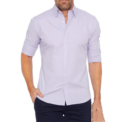 Chemise homme – Coupe slim – Tissu respirant – Boutonnage classique – Manches longues