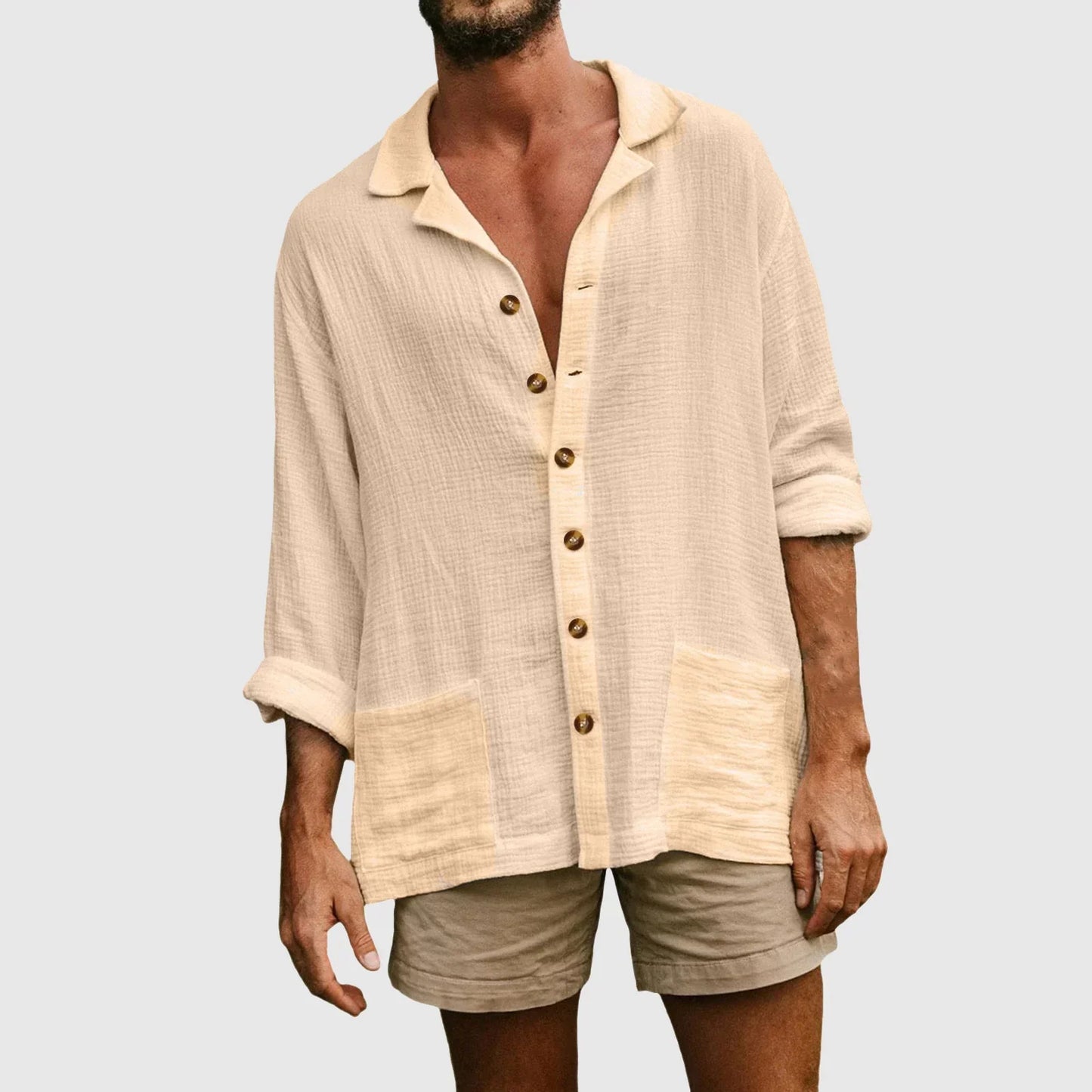 Men's shirt – Natural fibers – Relaxed fit – Long sleeves rolled up