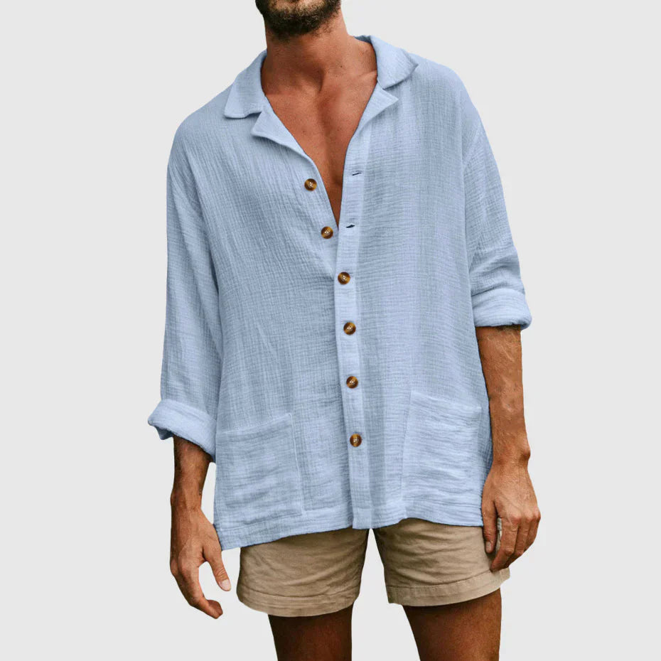 Men's shirt – Natural fibers – Relaxed fit – Long sleeves rolled up