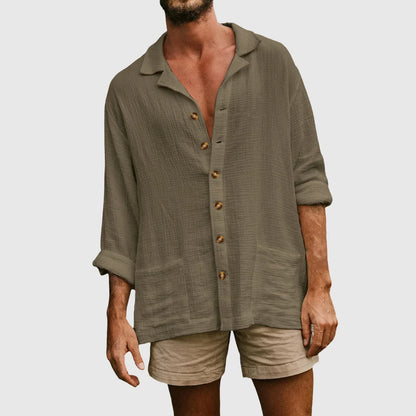 Men's shirt – Natural fibers – Relaxed fit – Long sleeves rolled up