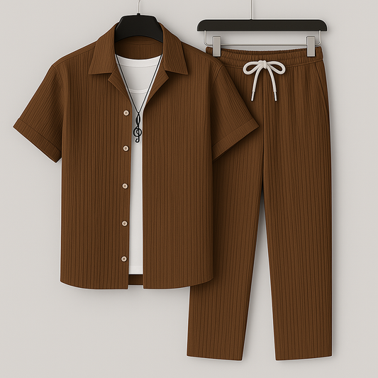 Ensemble Deux Pièces Homme – Coupe Décontractée – Tissu Respirant – Style Casual